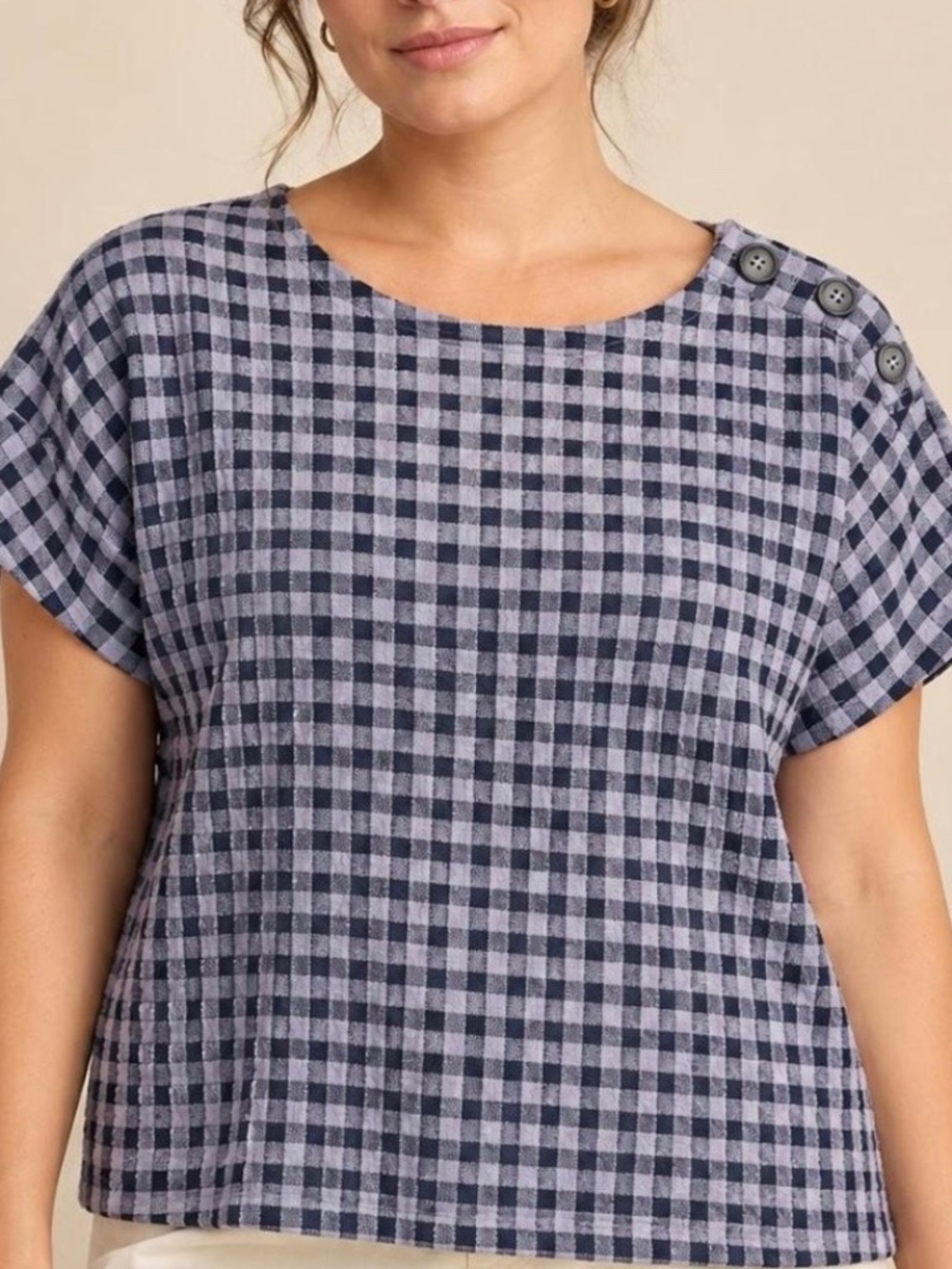Madewell Gingham Knit checkered Seersucker top